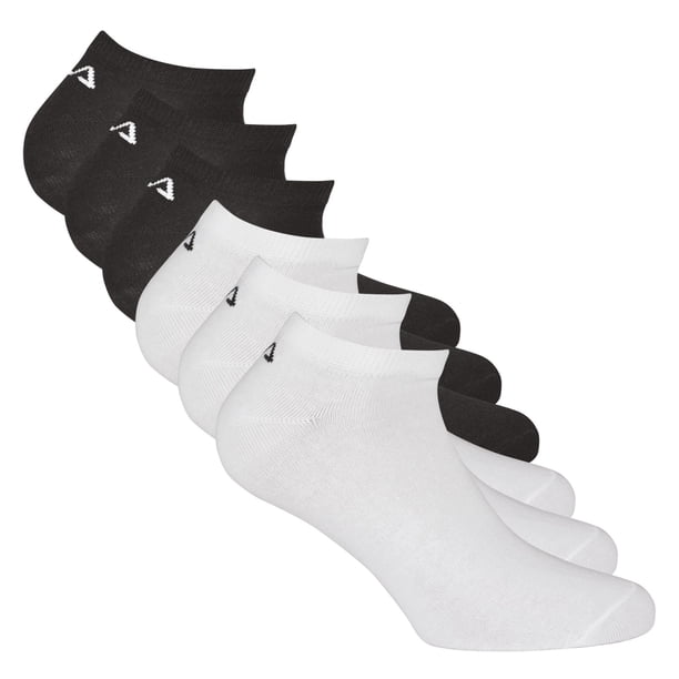 FILA Calcetines de deporte unisex, paquete de 6 - Invisible, calcetines cortos, logotipo (2x 3 pares) Negro/blanco 35-38