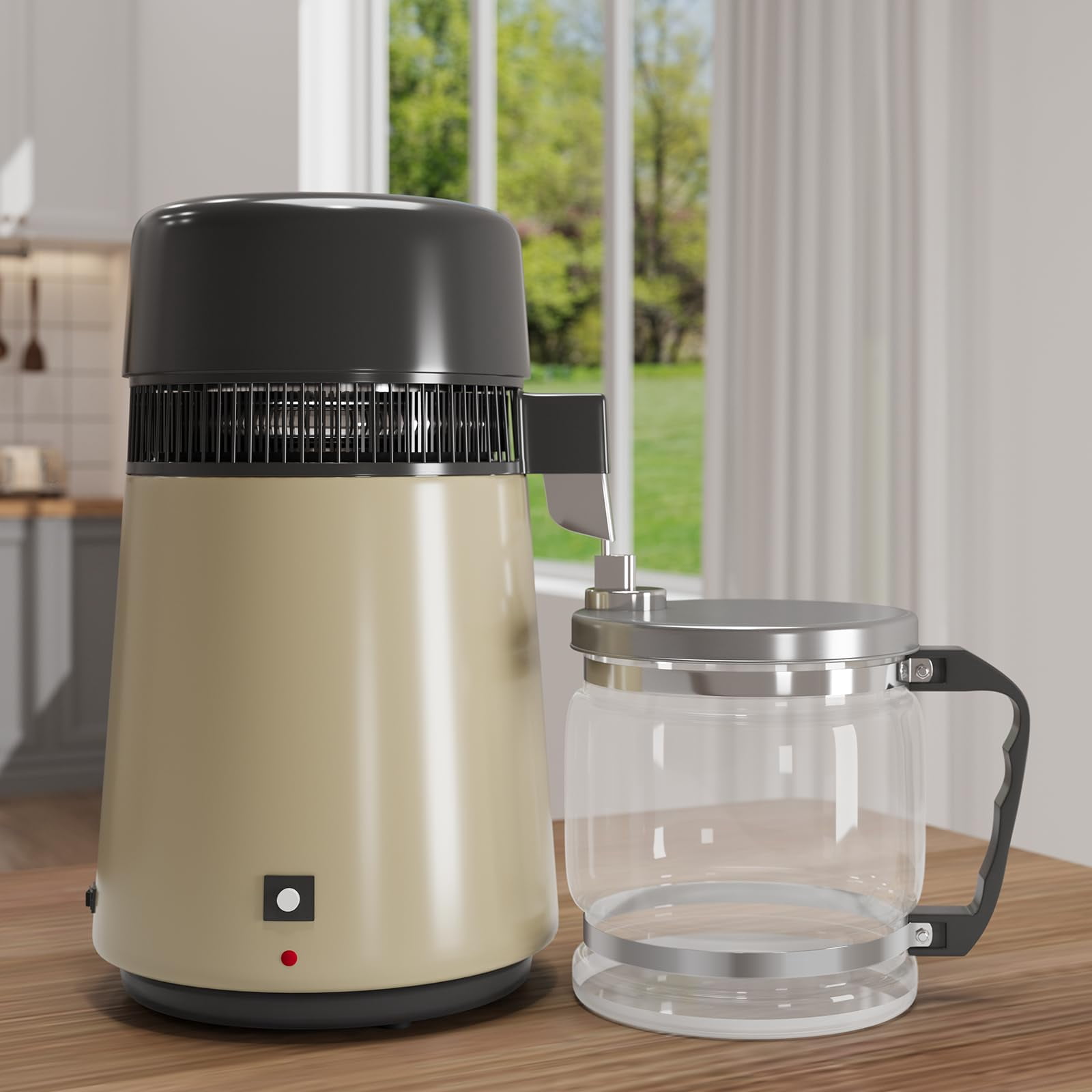 Water Distillers for Home Countertop, 1 gal/4 L Stainless Steel Distilled Water Machine with Glass Container, 750W Desktop Drinking Purifier Filter Distilling Kit