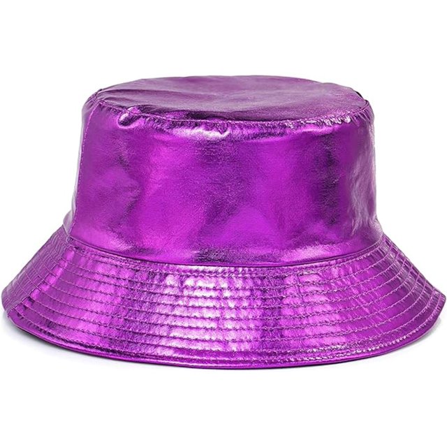 czcpp-Metallic Bucket Hat Trendy Fisherman Hats Unisex Reversible Packable Cap