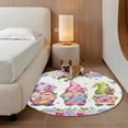 thumbnail image 2 of Spring Gnomes Round Area Rug 6Ft Washable Circle Rugs for Bathroom Office, Botanical Rose Flower Leaves Butterfly Non-Slip Carpet Floor Mats Indoor Outdoor Carpet Runner Aesthetic Home Decor, 2 of 8