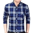 thumbnail image 2 of Camisa a cuadros de manga larga para hombre Nikou corte regular informal azul oscuro XXXL, 2 of 12
