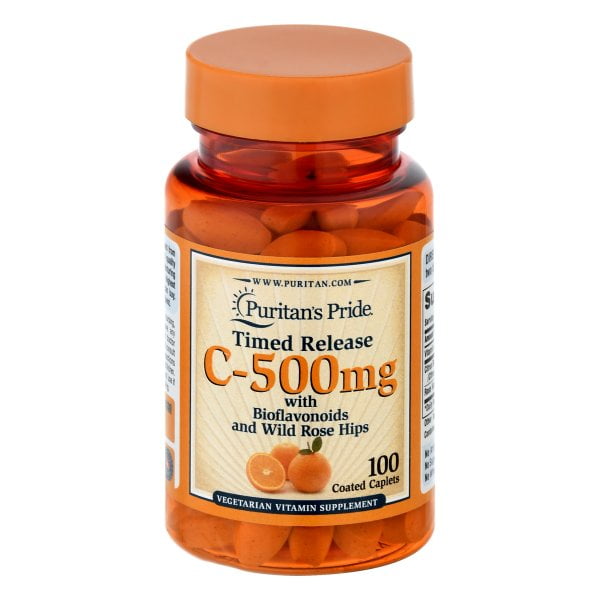 Puritan S Pride Vitamin C 500 Mg With Rose Hips Time Release 100 Caplets Walmart Com Walmart Com