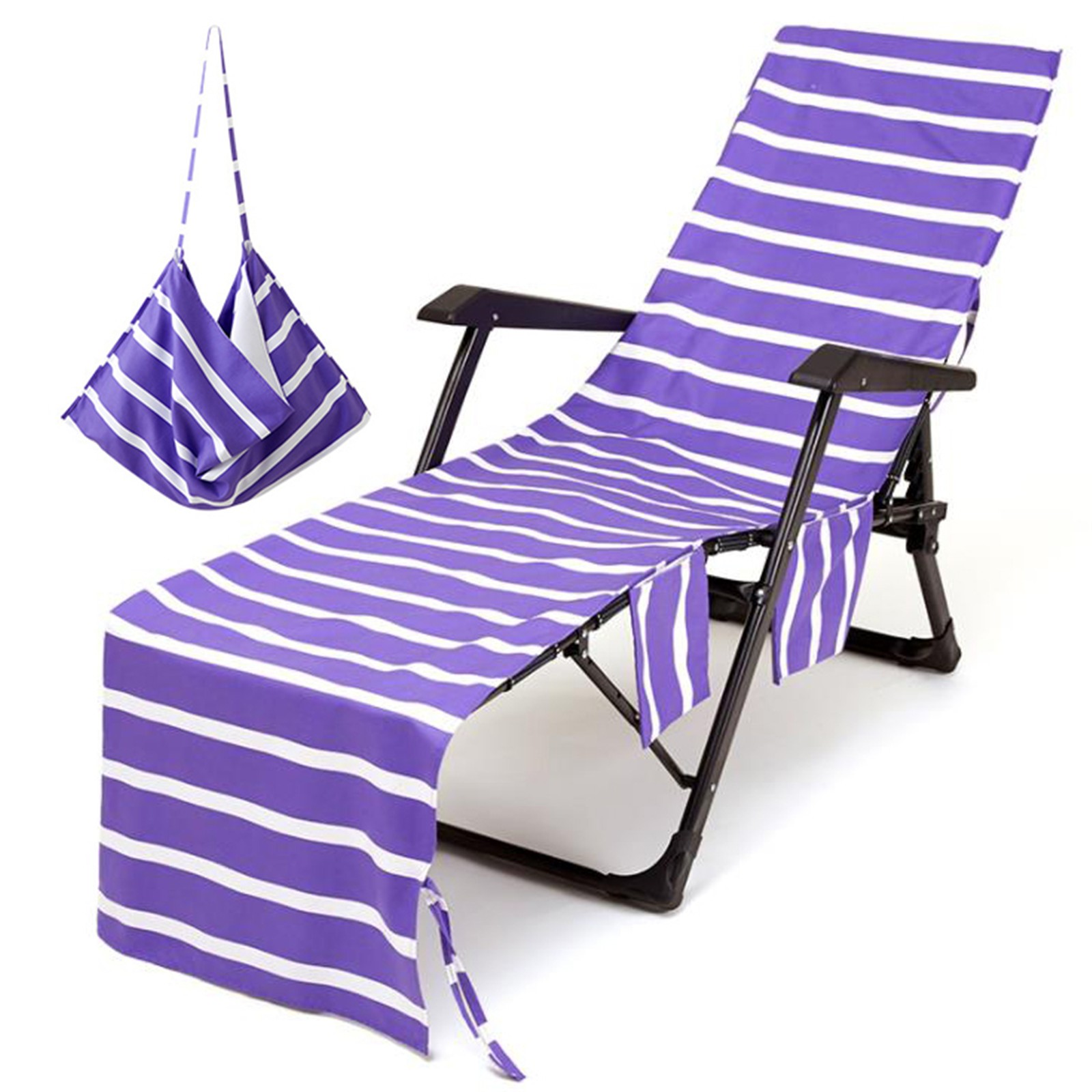 Wovilon Stripe Chair Cover Printed Beach Towel Polyester Cotton Lounge Chair Towel Striped Beach Chair Cover Printed Beach Towel - image 3 of 4