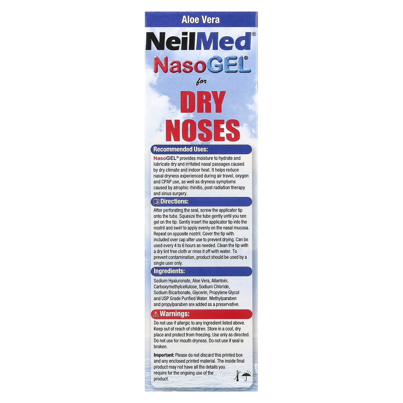 (3 pack) NeilMed NasoGel Drug-Free Saline Nasal Gel Tube