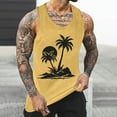 thumbnail image 2 of Dagegui Mens Palm Tree Print Tank Tops Casual Loose Beach Tank Top Big and Tall Workout Muscle Tanks Lightweight Summer Sport Tees Shirts Yellow 4XL, 2 of 5