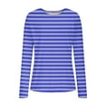 thumbnail image 4 of EchfiProm Womens Casual Tops Ribbed Slim Long Sleeve Blue Crew Neck T-Shirt for Ladies, 4 of 8