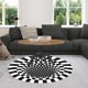 thumbnail image 3 of Billuyoard Alfombra de ilusión óptica 3D , alfombra de área hipnótica para dormitorio Kits de decoración para fiestas Blanco negro 100cm, 3 of 6