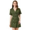 thumbnail image 1 of INSPIRE CHIC Robe Blazer Décontractée pour Femme à Revers Cranté, Double Boutonnage, Ceinturée, Très Petit, Vert Foncé, 1 of 5
