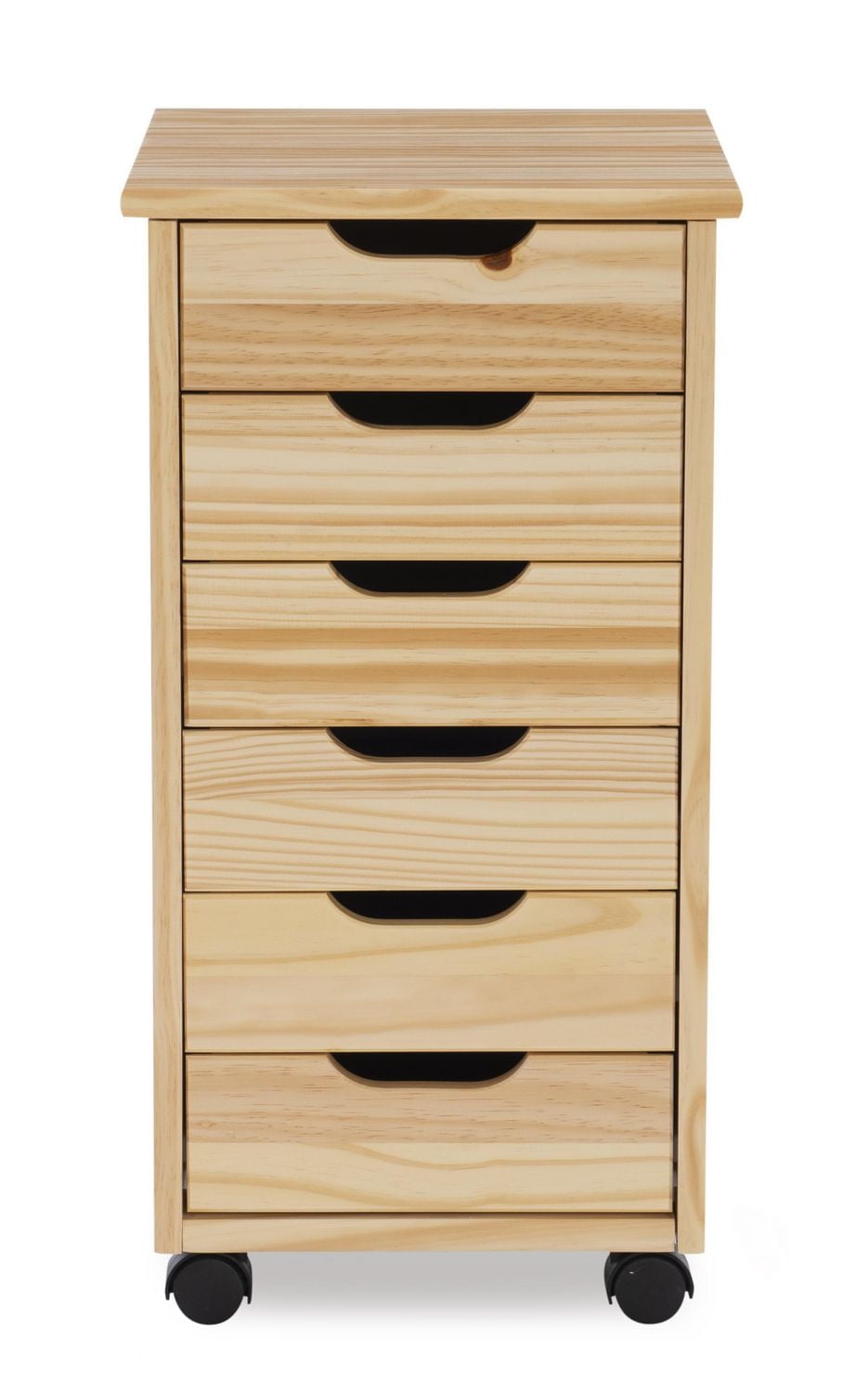Craydon Six-Drawer Rolling Storage Cart, Natural