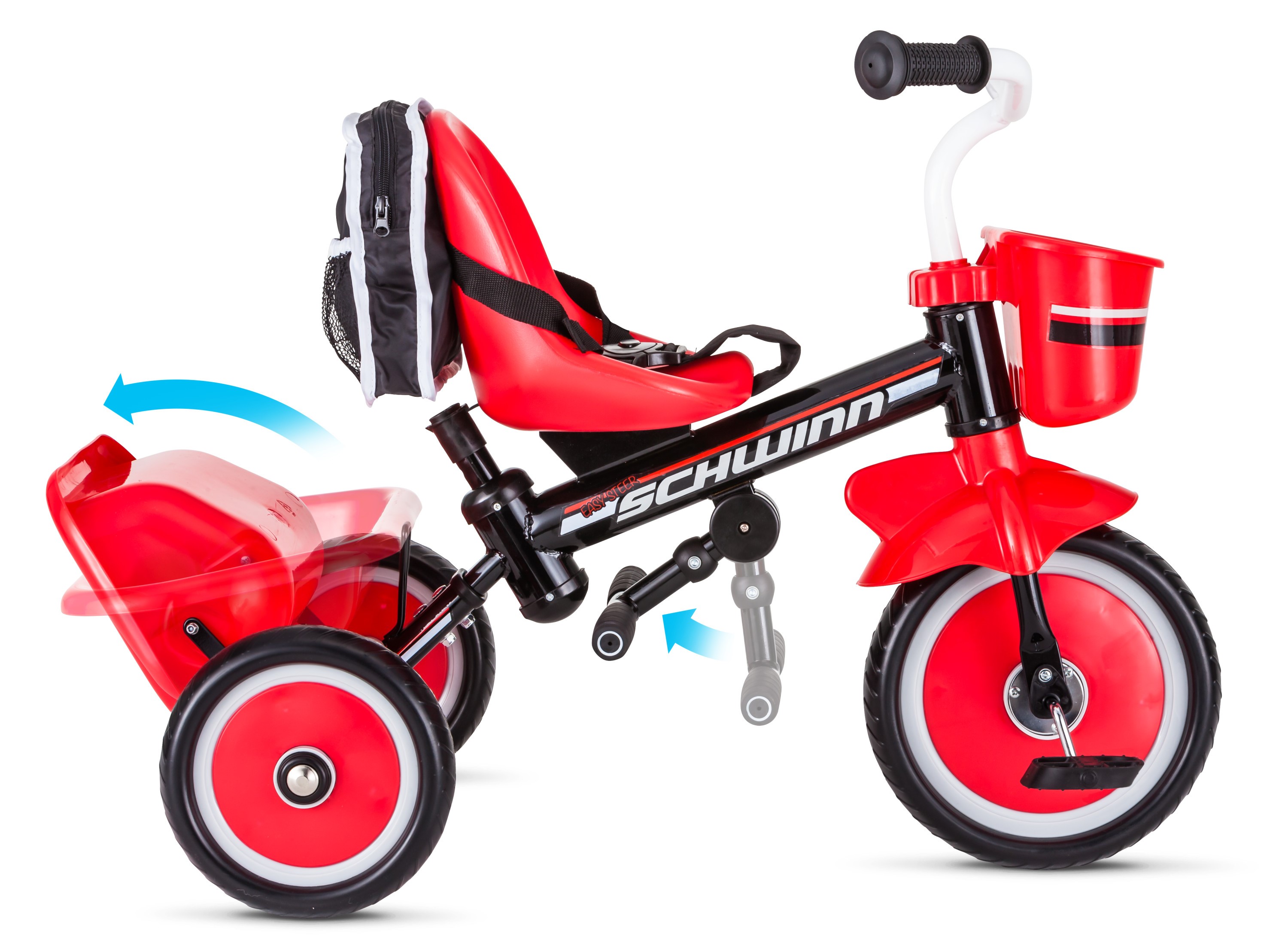Schwinn Easy-Steer Tricycle with Push/Steer Handle, ages 2 - 4, red & white, toddler bike - image 4 of 9