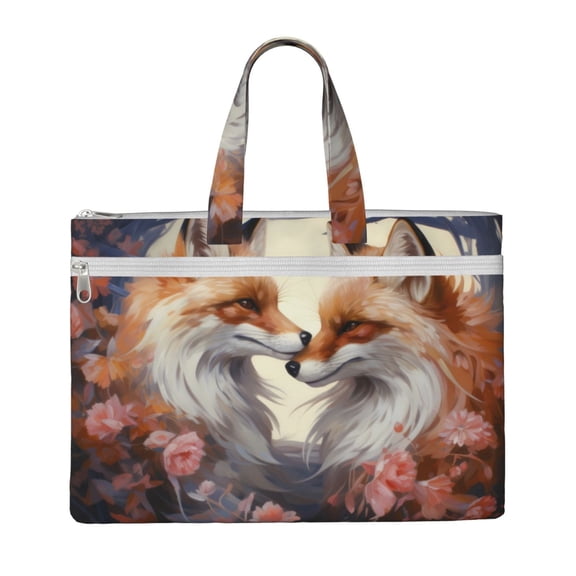 Pofeuu Romantic Flower Fox Print Laptop Bag Carrying - Computer Bag Laptop Case Shoulder Slim Work Travel