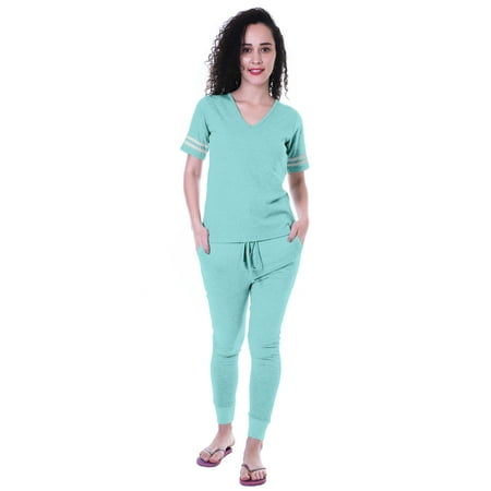 

Moomaya Womens Plain Nightwear Set w/ Pyjama Cotton Sleepwear 2 Pcs Nightdresses