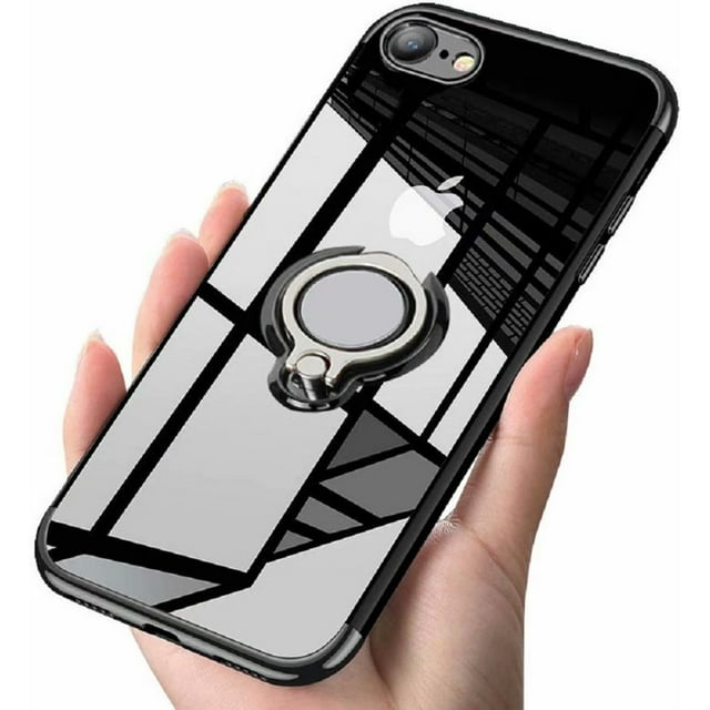 Designed for iPhone 7plus/ iPhone8 Plus Case Clear 5.5 Slim 360° Adjustable Ring Holder in Soft TPU Thin Anti-Scratch Shockproof Impact Protection for Magnetic Car Mount