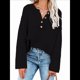 thumbnail image 1 of Suéteres de Gran Tamaño para Mujer, con Mangas Largas de Murciélago, Cuello en V Holgado, Botones, Estilo Henley, Jersey de Punto. Negro XL, 1 of 6