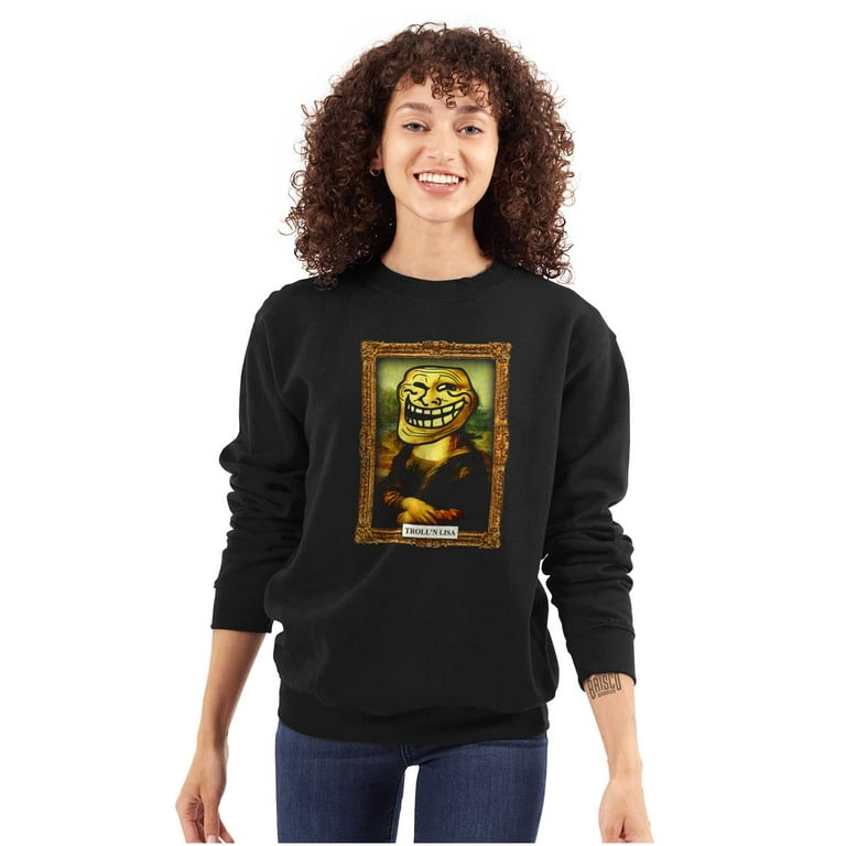 Troll Face Smiley Internet Funny Meme Gift Womens or Mens Crewneck