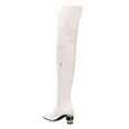 thumbnail image 4 of XYD Women's Classic Over The Knee Thigh High Boots Square Closed Toe Chunky Crystal Low Heel Side Zip Dress Party Shoes Size 7 White, 4 of 4