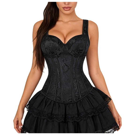 Costume Corset Tops for Women, Bustier Shapewear Lingerie,Lace Tied Renaissance Overbust Corset Push Up Bodysuit