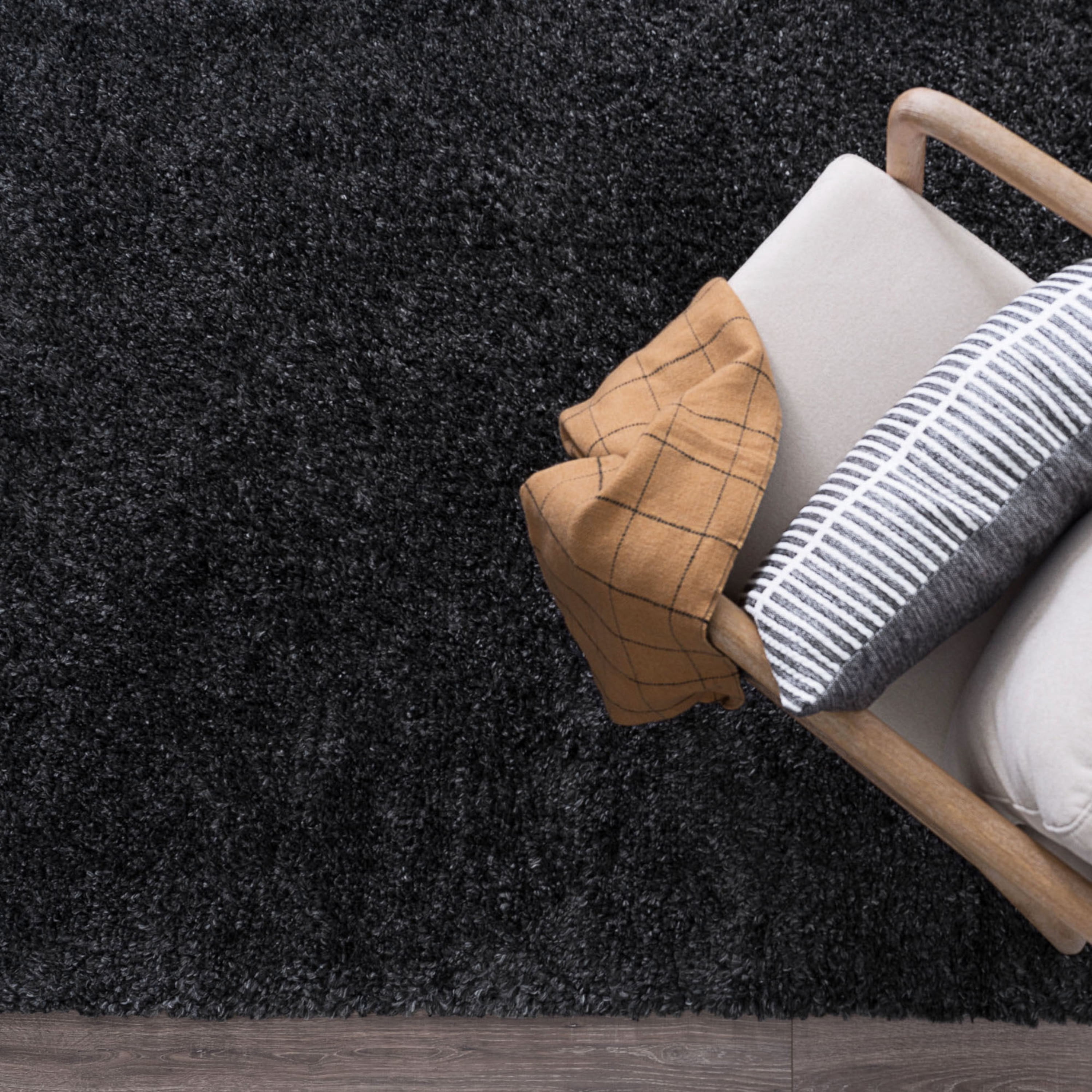 Bliss Rugs Transitional Solid Color 2' x 3' Dark Gray Polypropylene Indoor Area Rug, 2' x 3'