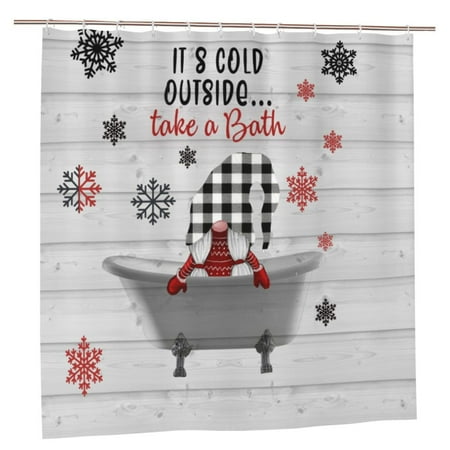 Newhomestyle Christmas Gnomes Shower Curtain for Bathroom, Christmas Snowflake Shower Curtain, Christmas Holiday Shower Curtain with 12 Hooks , 72"X72"