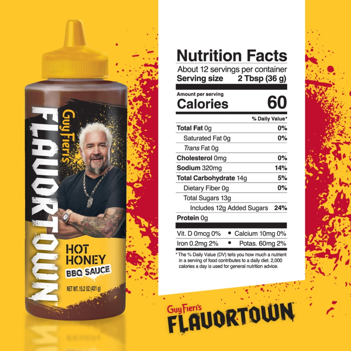 Flavortown Hot Honey BBQ Sauce 15.2 oz
