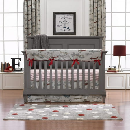 Vintage Airplanes 4 Pc Boy Crib Bedding Set