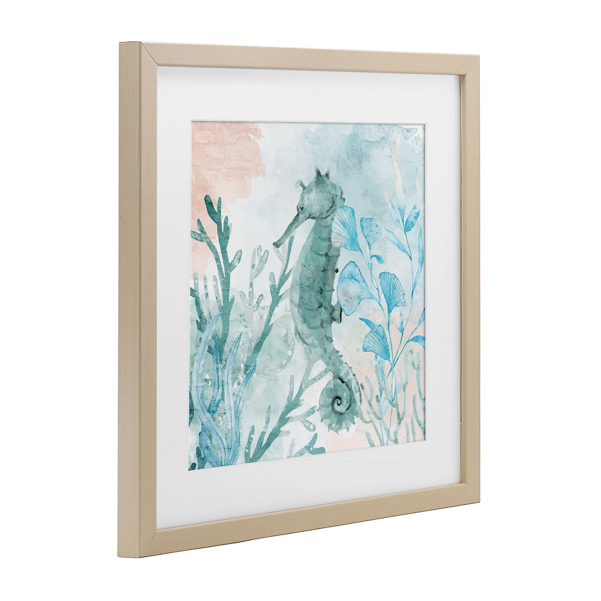 Stupell Industries Seahorse Sea Swim Birch Framed Print Under Glass, design by Kim Allen