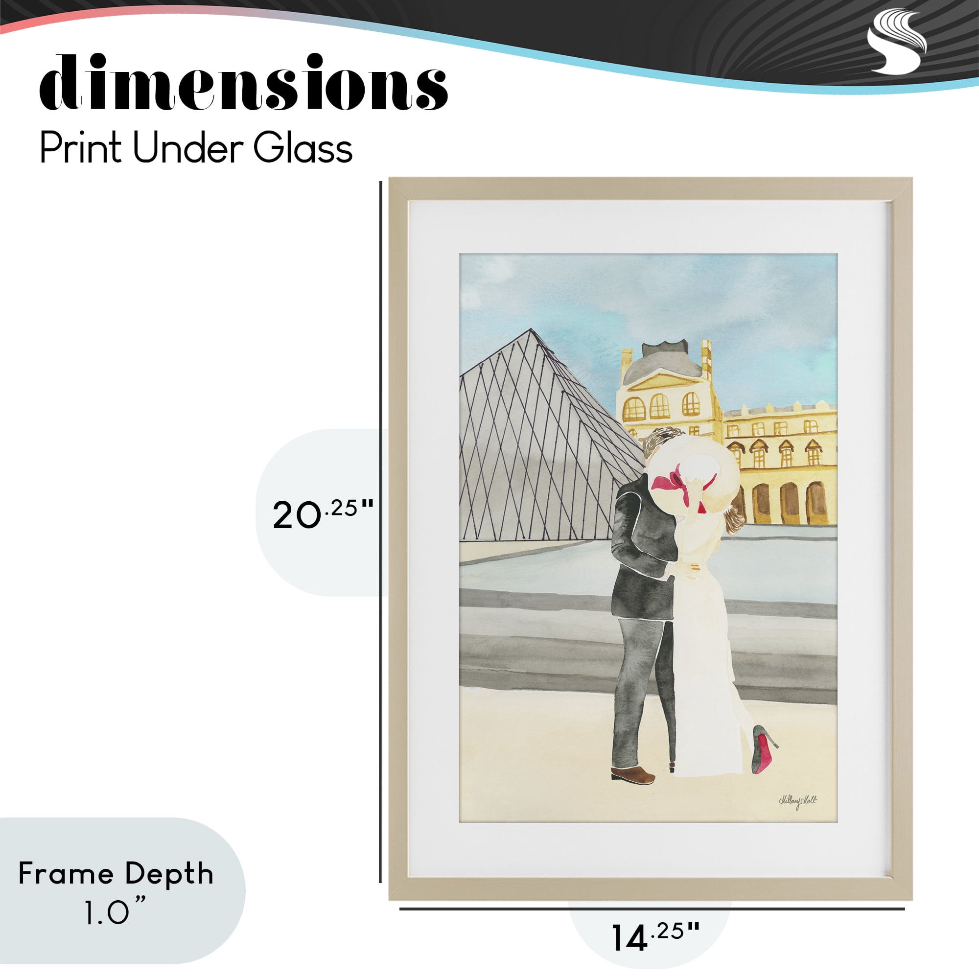 Stupell Industries Couple Embrace At The Louvre Birch Framed Print Under Glass, design by Hillary Holt