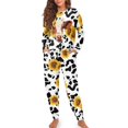 thumbnail image 4 of DISNIMO Cow Sunflower Printed 2 Piece Womens Pajamas Set Long Sleeve Shirt with Long Pant Crew Neck Loungewear Soft Breathable Nightwear Casual Pjs House Wear, XL, 4 of 7