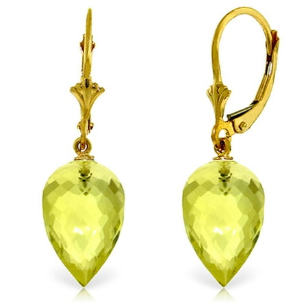 Quartz Briolette Earrings - ALARRI 18 Carat 14K Solid Gold Pointy Briolette Drop Lemon Quartz Earrings.