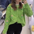 thumbnail image 2 of Suéter tipo cárdigan con bordado tridimensional de flores pequeñas para mujer, estilo suave, otoño e invierno, suelto y ajustado, de punto, estilo coreano, 2 of 5