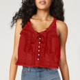 thumbnail image 3 of Mittory Women Lace Trim Vest Tank Tops Semi Sheer Tie Button Front Crop Going Out Tops Cute Summer Cami Shirt, 3 of 5
