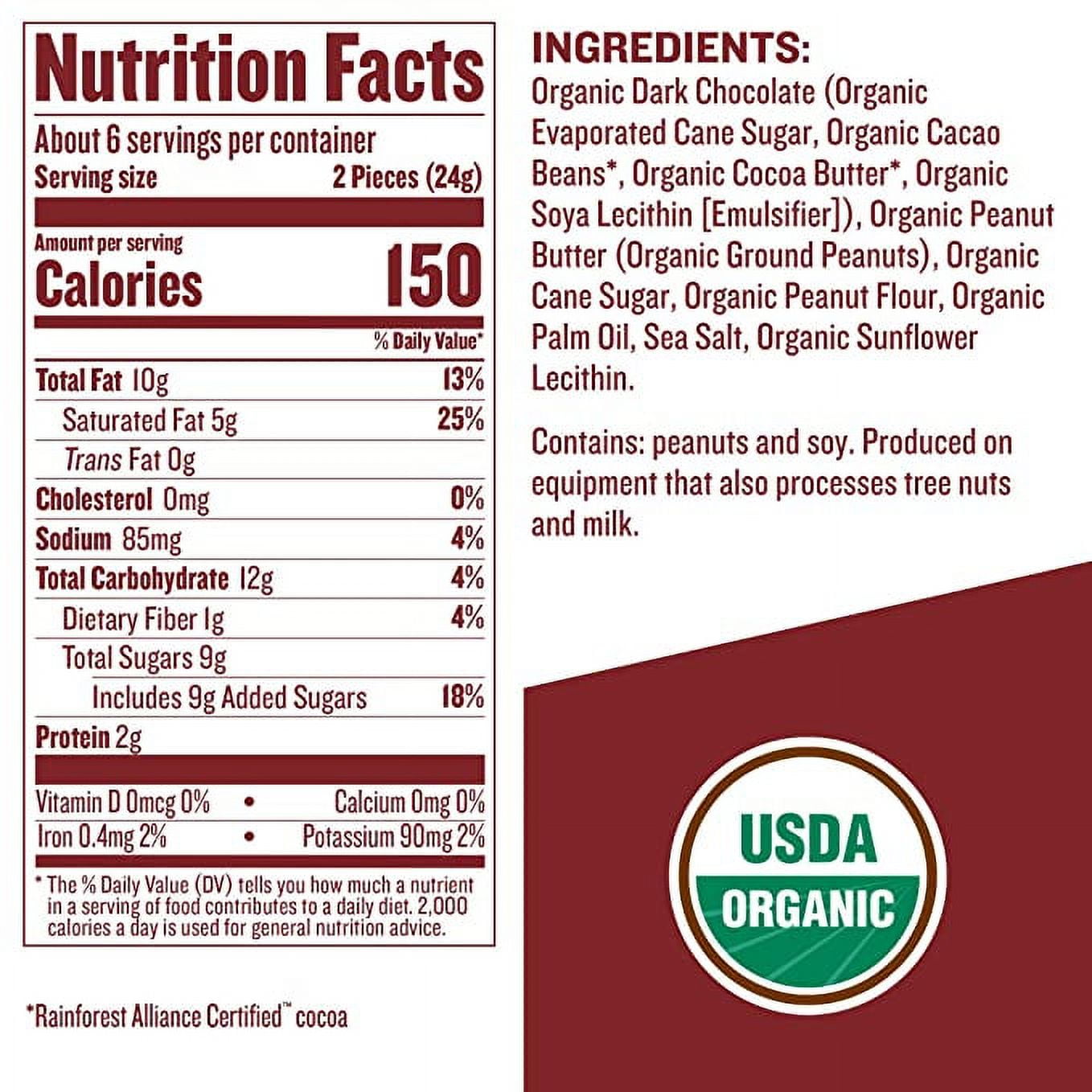 Justin's Mini Dark Chocolate Peanut Butter Cups, 4.7 Oz, Pack of 6