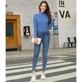thumbnail image 5 of Tyhengta Women's Turtleneck Sweaters Long Sleeve Pullover Sweaters Mock Neck Knitted T-Shirt Basic Slim Fit Tee Tops Greyish blue L, 5 of 7