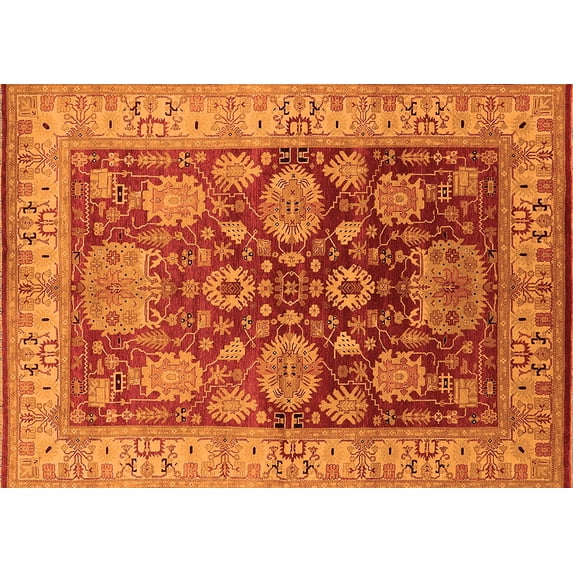 Ahgly Company Indoor Rectangle Oriental Orange Traditional Area Rugs, 8' x 10'