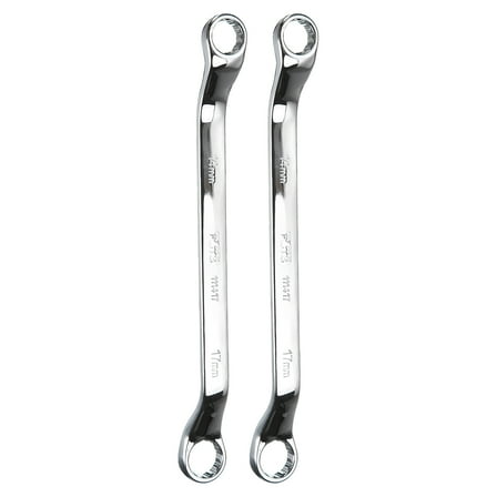 Uxcell 2 Pieces 45 Degree Offset Box End Wrenches 14mm x 17mm Metric 12 Point CR-V Steel Industrial Double Box Wrench