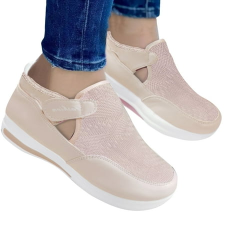 

Tangnade Flat Heel Mesh Breathable Hook Loop Comfortable Large Size Casual Shoes For Women