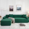 thumbnail image 1 of Housse de Canapé Sectionnel 2 Pcs en Polyester Extensible Forme L Housse de Canapé Couleur Unie Douceur - Vert-3-2 Places + 2 Places, 1 of 1