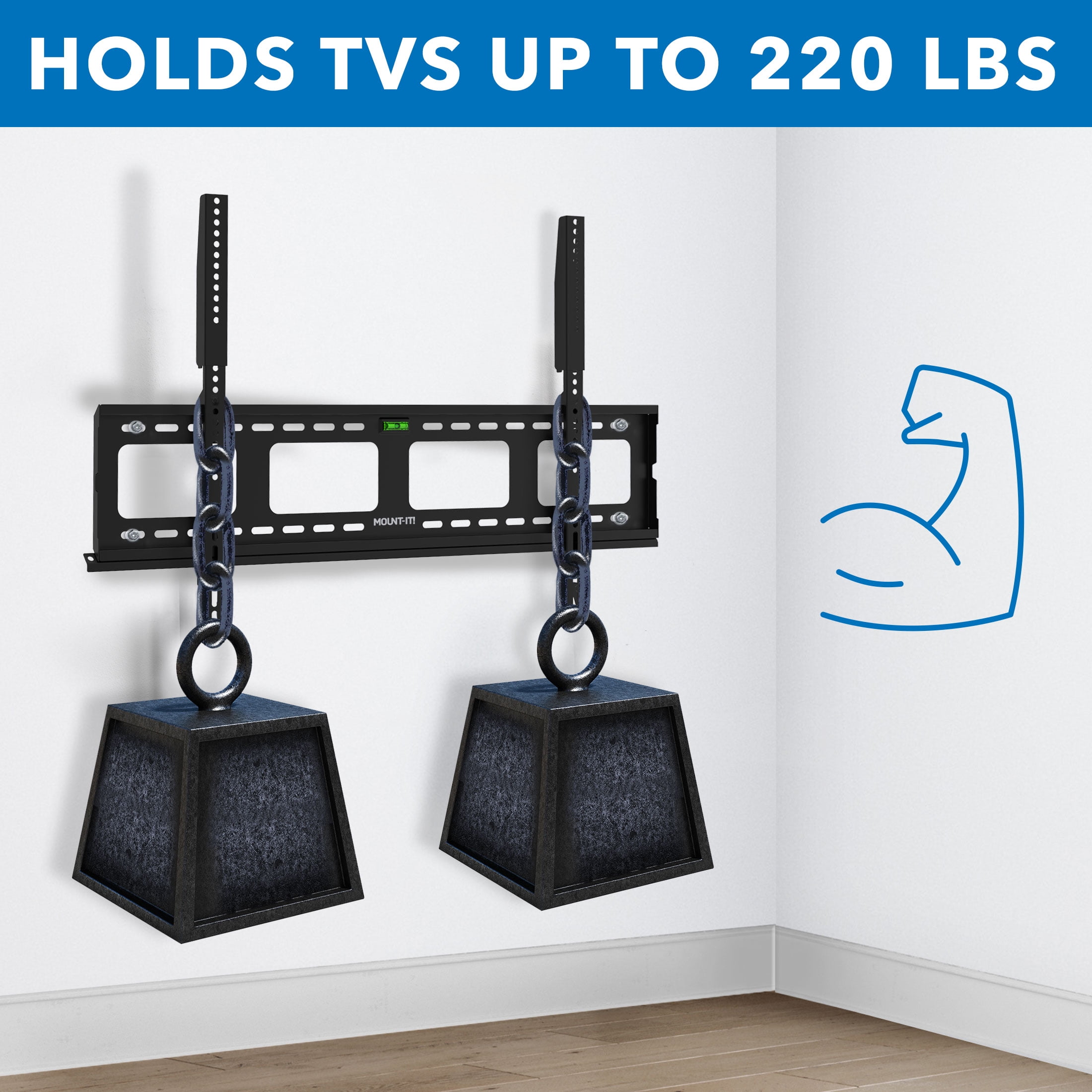 Mount-It! Low Profile Fixed Flat Screen TV Wall Mount Bracket for 42" to 90" TV's, 220 lbs. Capacity
