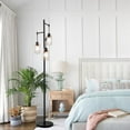 thumbnail image 2 of FINE MAKER Modern Black Floor Lamp, 3 Light Glass Shade Bedroom Standing Lamp, 2 of 9