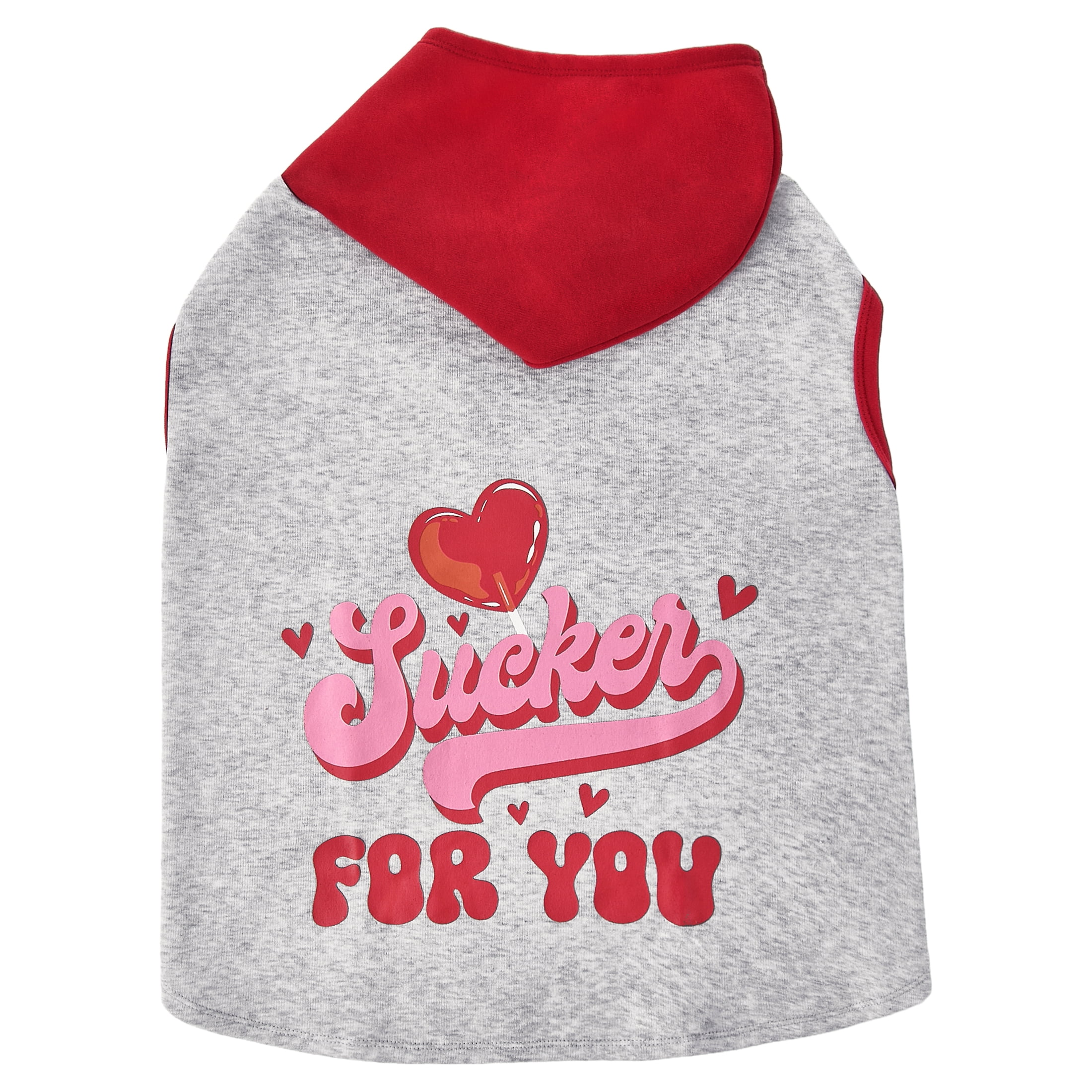 Vibrant Life Valentine's Day Sucker for You Dog Hoodie, Gray