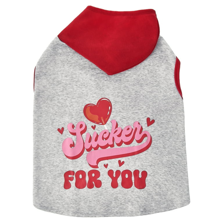 Vibrant Life Valentine's Day Sucker for You Dog Hoodie, Gray