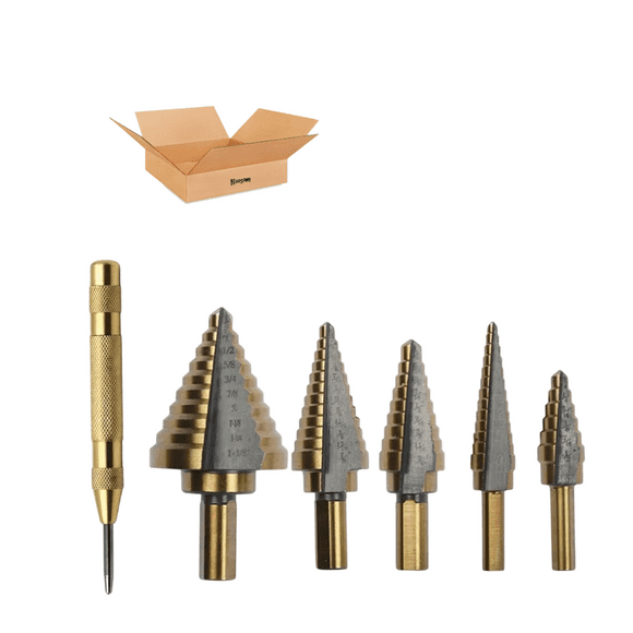 Set 6 Uds. Broca  Bloosom Escalonada De Acero Rápido +estuche De Aluminio