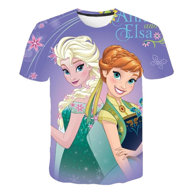 Camisetas de manga corta para niños Frozen 2, camisetas para niñas y niños, camisetas casuales de verano, camisetas de 1 a 14 años, camisetas de Elsa para niños, ropa 14T Gao Jinjia LED