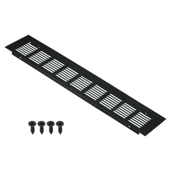 Uxcell 16"x3" Rectangle Air Vent Cover Door Grille Ventilation Cover Louvered with Screws for Cabinet Black