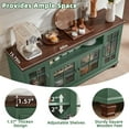 thumbnail image 4 of 60" Farmhouse Buffet Cabinet with Storage, Large Wood Sideboard Cabinet with Glass Doors, Kitchen Coffee Bar Cabinet for Dining Room, Green, 4 of 8