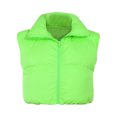 thumbnail image 4 of jsaierl Cropped Puffer Vest Women Full Zip Sleeveless Padded Jacket Solid Stand Collar Down Top Quilted Bubble Waistcoat, 4 of 9