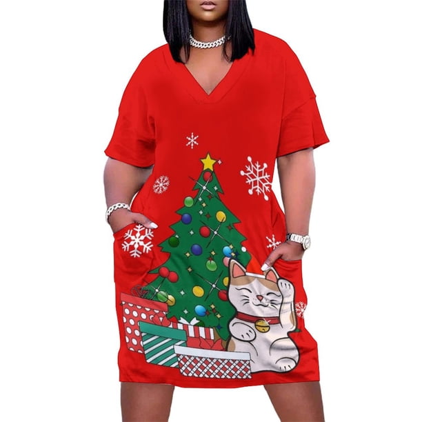 Lucky Cat Around The Tree Loose Pocket Dress dress women summer 2025 dresses for woman 2025