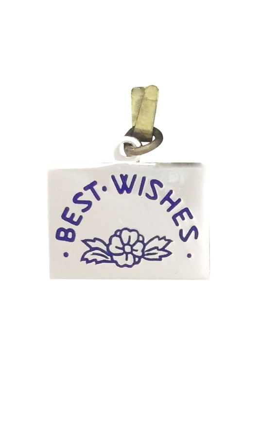 Sterling Silver and Enamel "Best Wishes" Charm