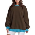 thumbnail image 2 of ameIAEA Womens Sweatshirts Long Sleeve Crewneck Pullover Tops Color Block Loose Fall Shirts, 2 of 4