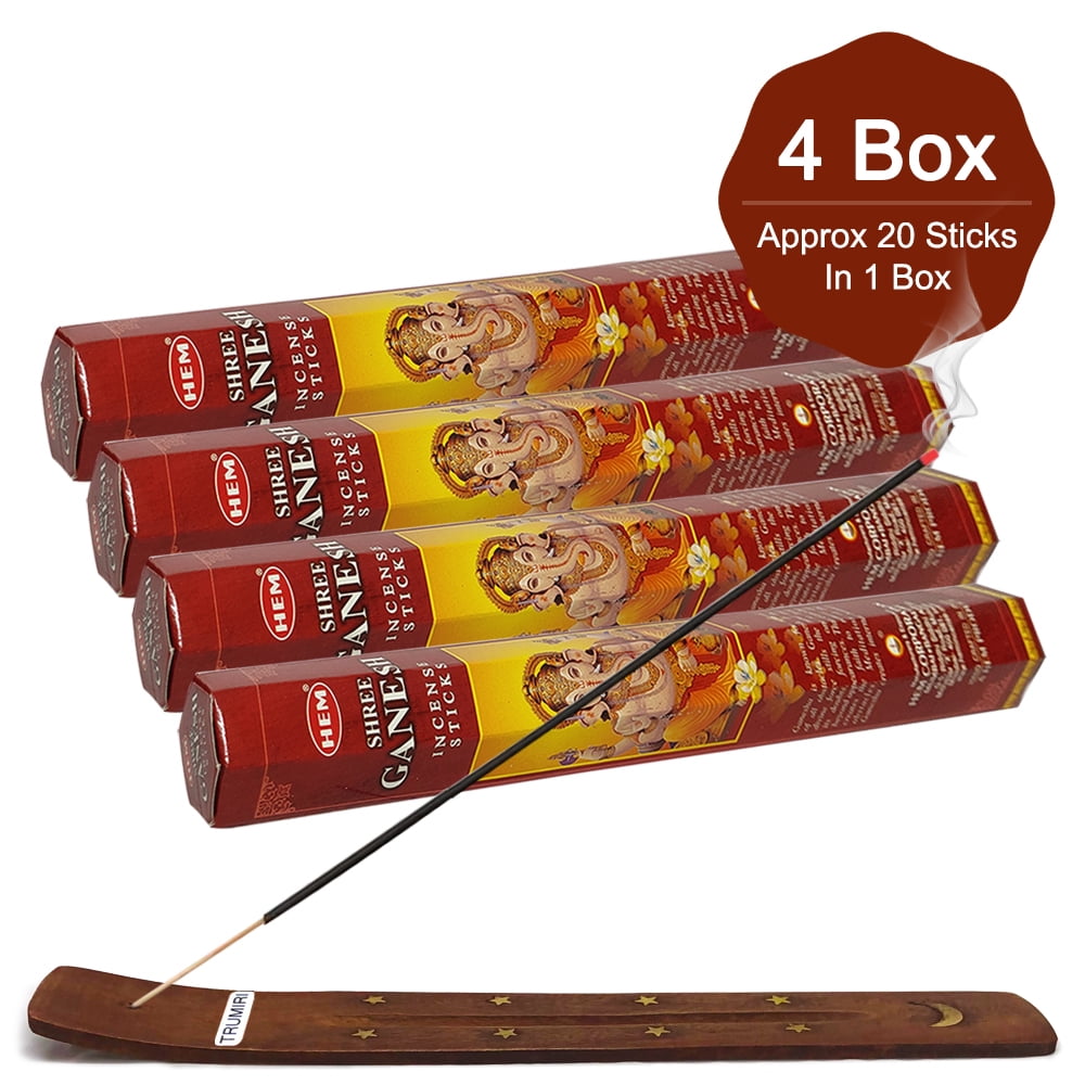 Pack of 40 Pan Aroma Apple & Cinnamon Incense Sticks & Holder 